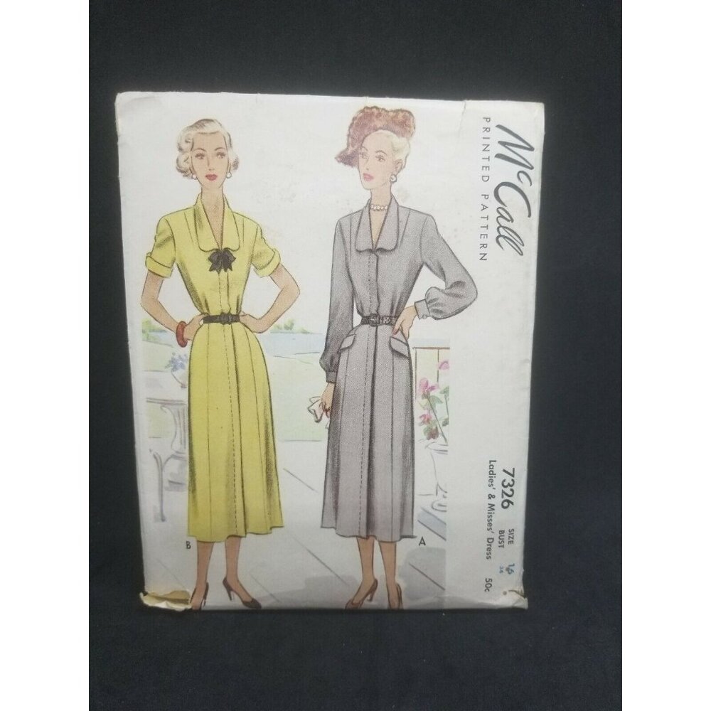 McCall 1948 Misses Dress Sewing Pattern #7326 Size 16 UNCUT